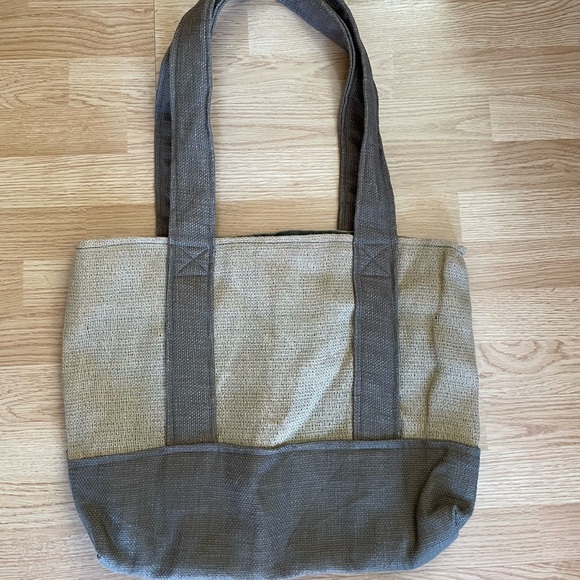 Upcycled NEW Handmade One of a Kind Unique Haitian Made Burlap Satchel Tote Bag - Picture 2 of 8